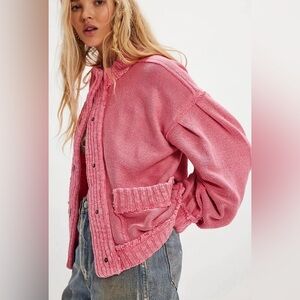 We The Free Cute In This Cardi in Hot Pink